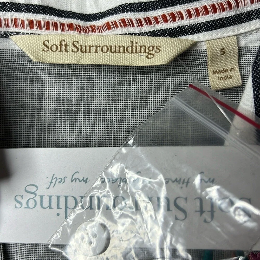SOFT SURROUNDINGS Brookhaven Tunic Top Women‎ SM NEW Embroidery Pockets